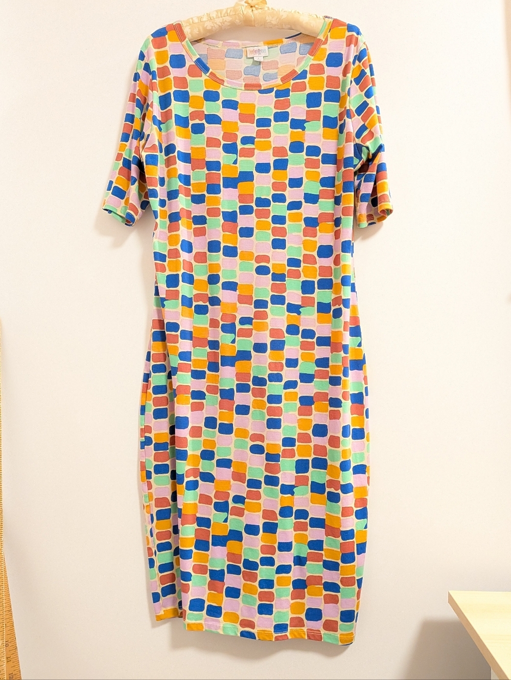 Lularoe Colorful Geo-Print Women’s Midi Dress in Multicolor